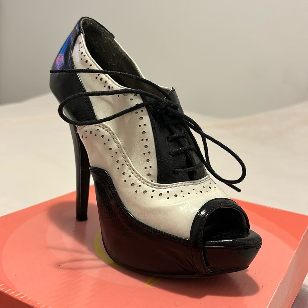 Black and white heels